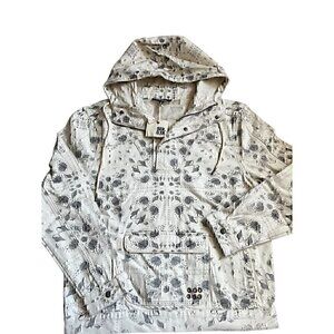 SER.O.YA NWT UNISEX BRAXTON JACKET HOODED, 100% COTTON, CREAM/GREY, SIZE SMALL